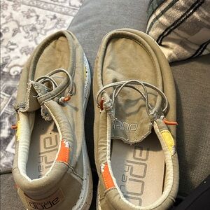Hey Dude Beige and Orange Slip-Ons